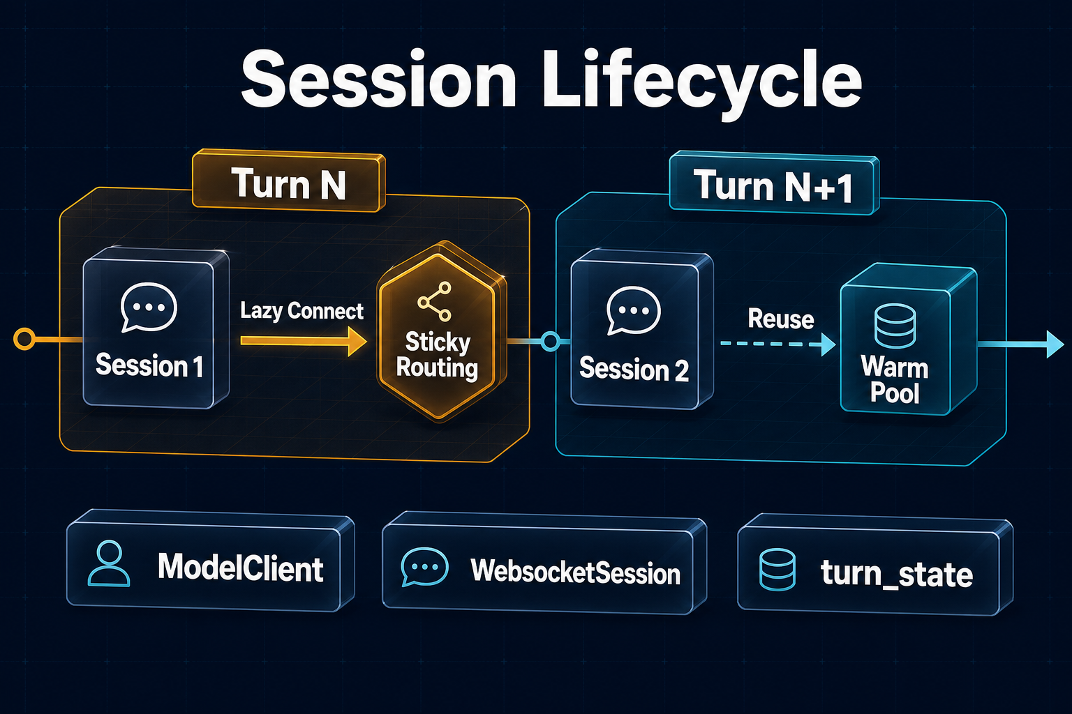 ModelClientSession 生命周期：Turn-scoped + Sticky Routing + Warm Pool